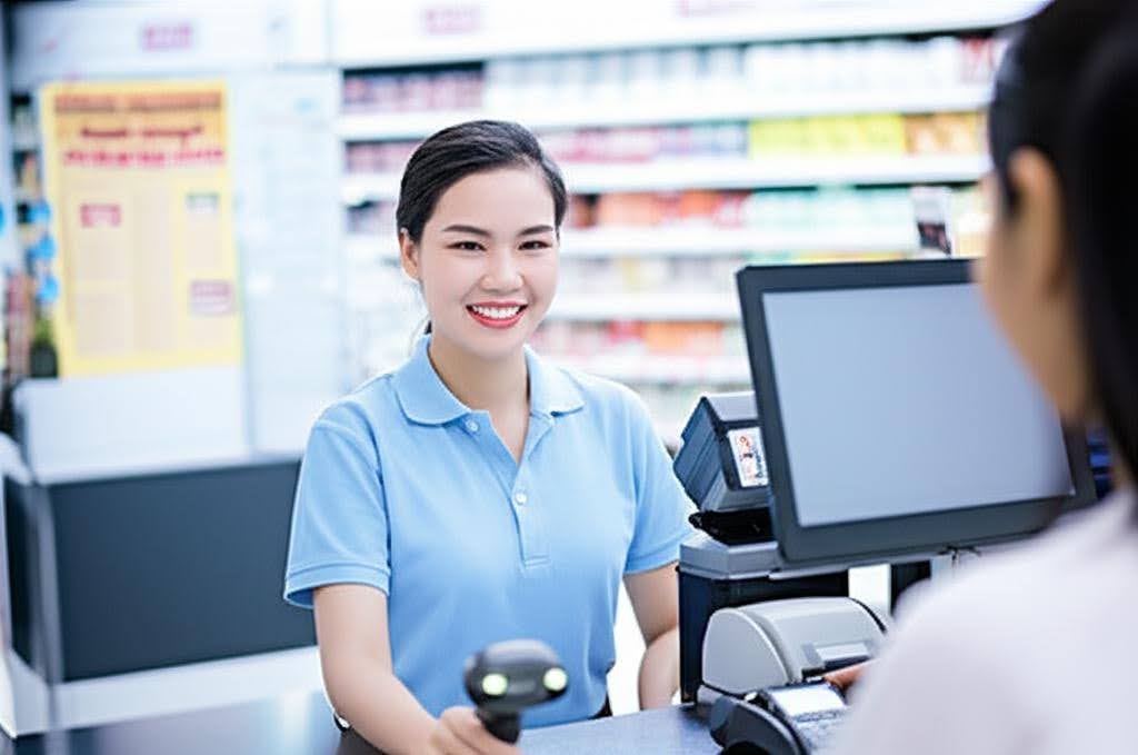 Vai trò của nhân viên thu ngân rất quan trọng trong việc tương tác trực tiếp với khách hàng.
