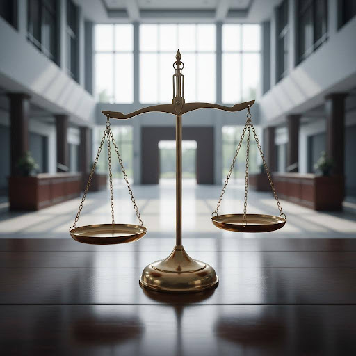 Hình ảnh cán cân công lý tượng trưng cho nền tảng vững chắc của pháp luật Việt Nam.