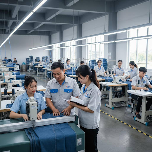 Môi trường làm việc chuyên nghiệp tại các nhà máy may mặc Việt Nam tạo điều kiện phát triển sự nghiệp cho người lao động.